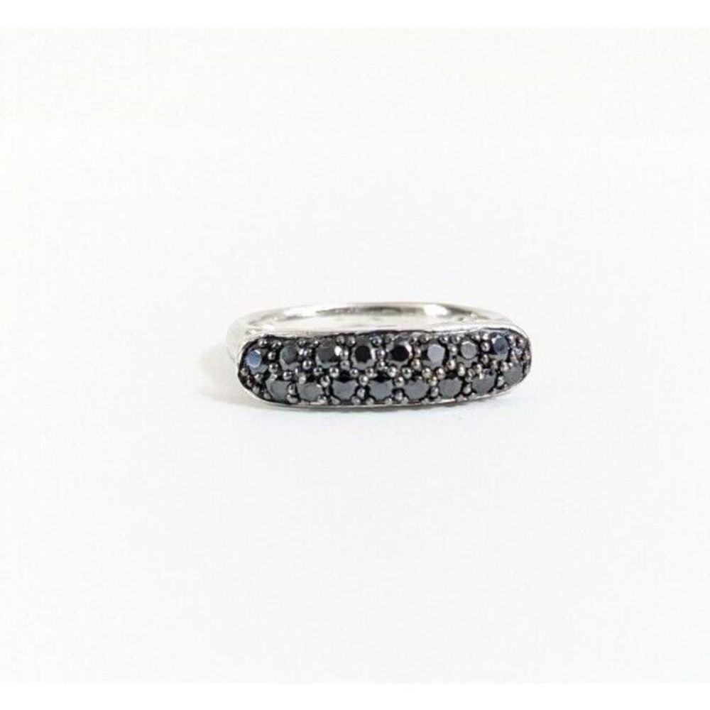 Size 7 Simulated Black Diamond CZ Sterling Silver 925 Ring